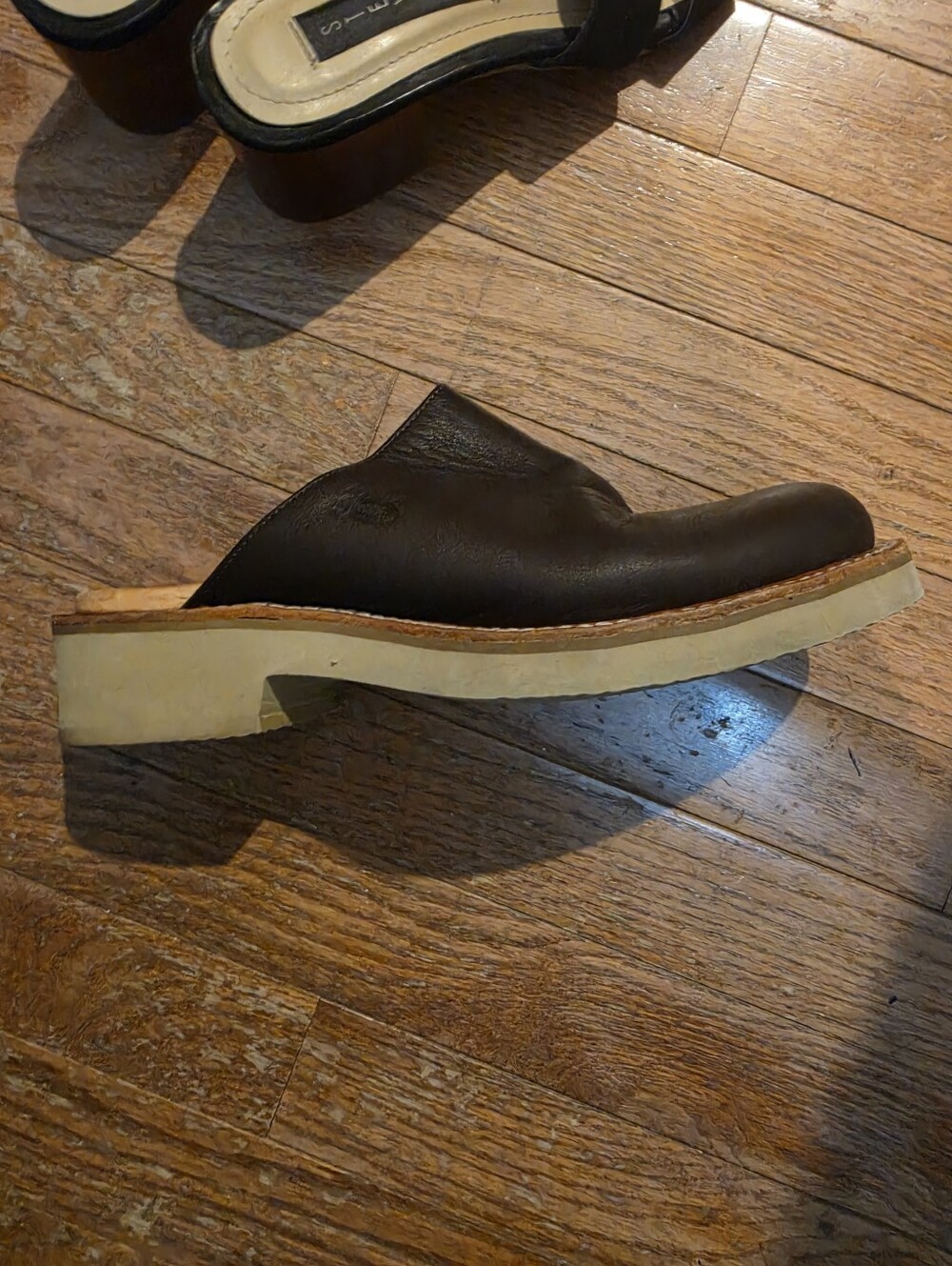 Vintage 90s Justin Leather Chunky Platform Clogs / Mule - Picture 2 of 8